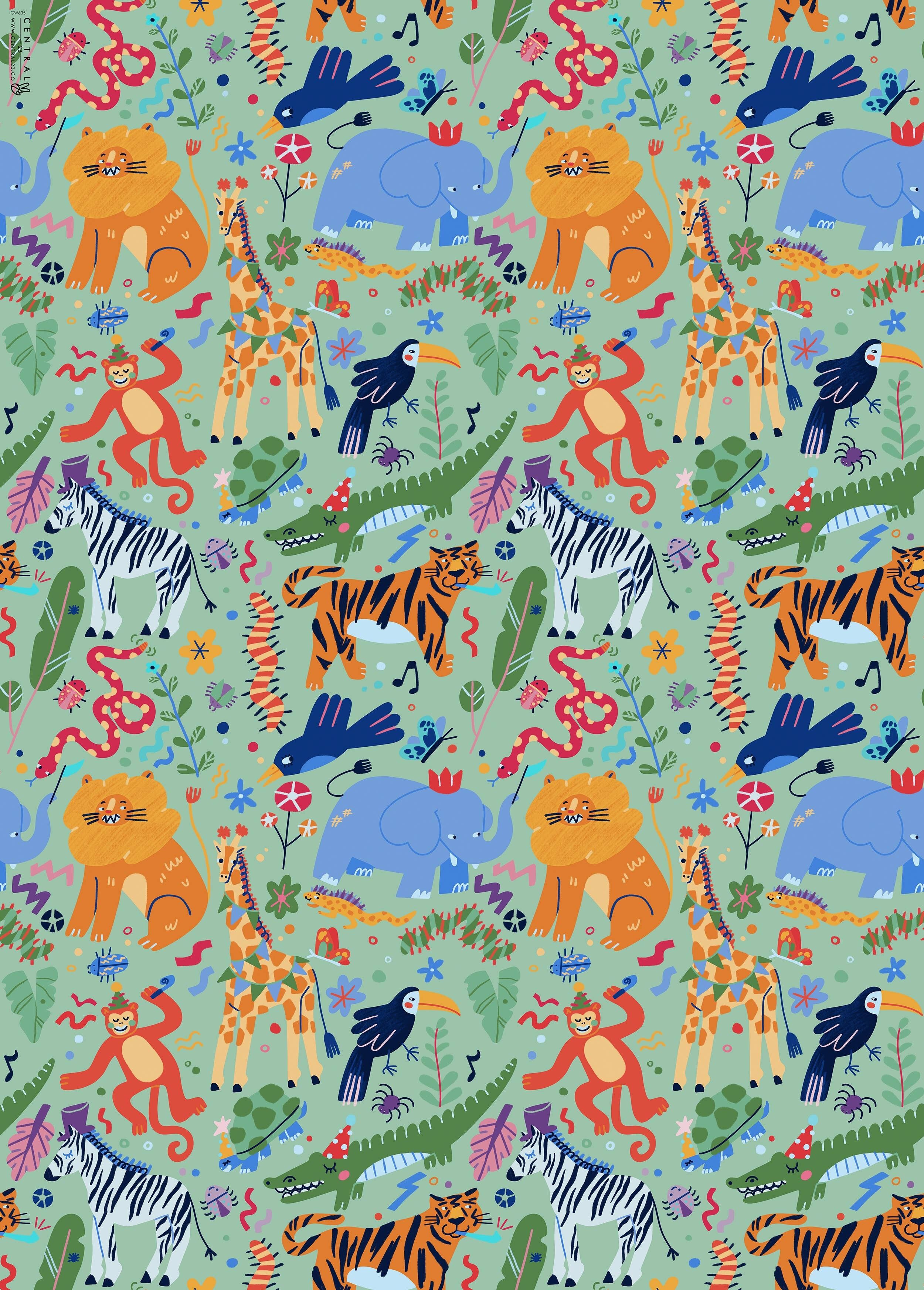 Animal Jungle Party  Wrapping Paper | Recyclable, Made in UK