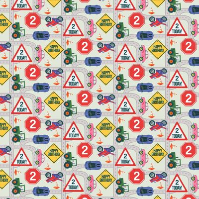 2nd Birthday Road Wrapping Paper | Recyclable, Made in UK