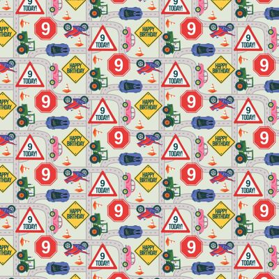 9th Birthday Road Wrapping Paper | Recyclable, Made in UK