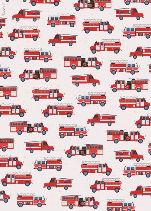 Fire Engine Wrapping Paper | Recyclable, Made in UK