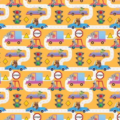 Animals in Cars Wrapping Paper | Recyclable, Made in UK