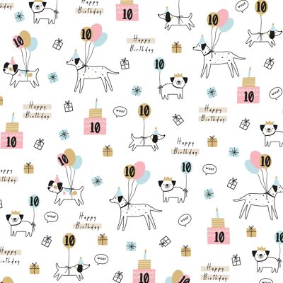 10. Geburtstags-Hunde Einpackpapier | Recycelbar, hergestellt in Großbritannien