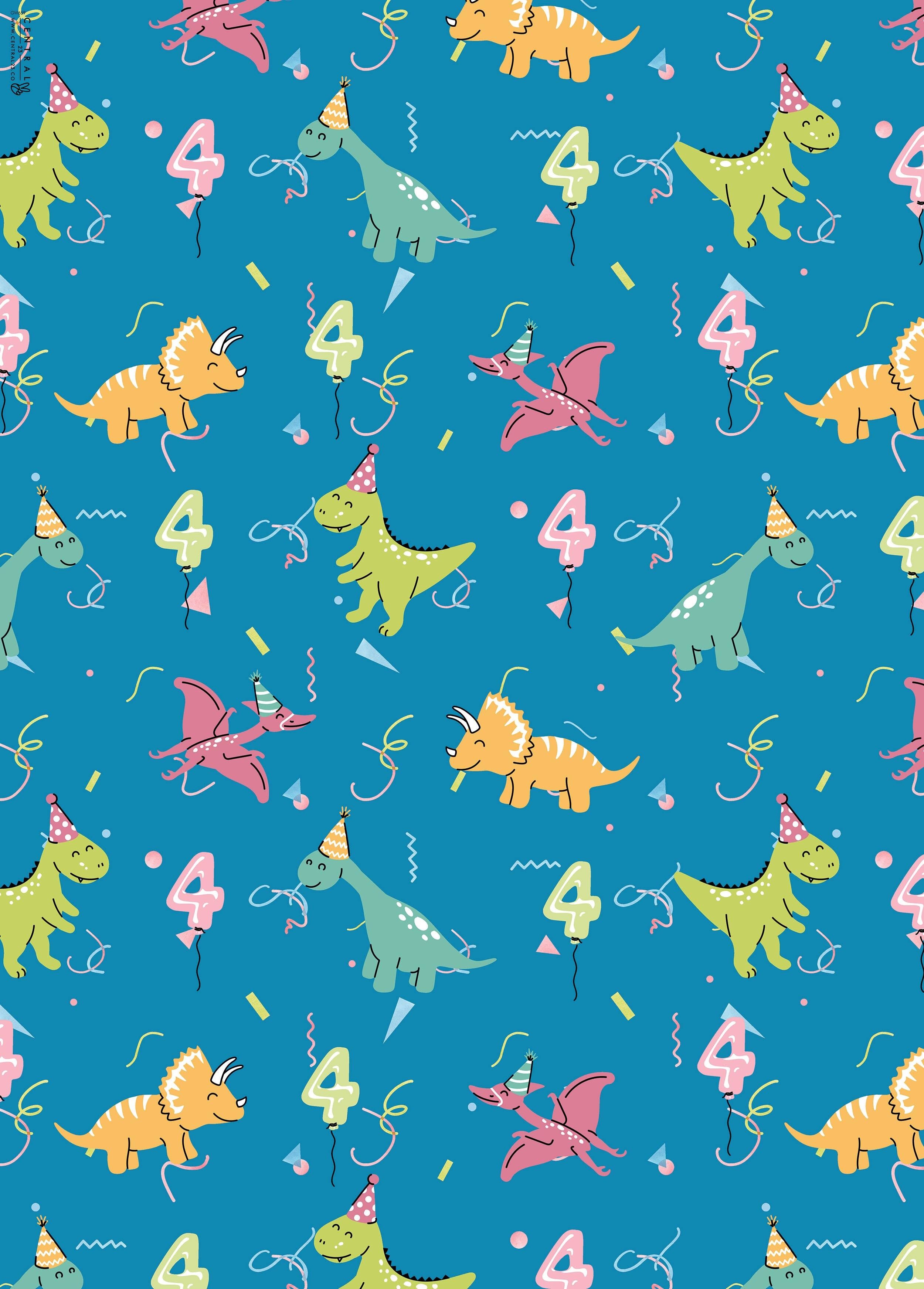 Carta da regalo per il 4° compleanno dei dinosauri | Riciclabile, prodotto nel Regno Unito