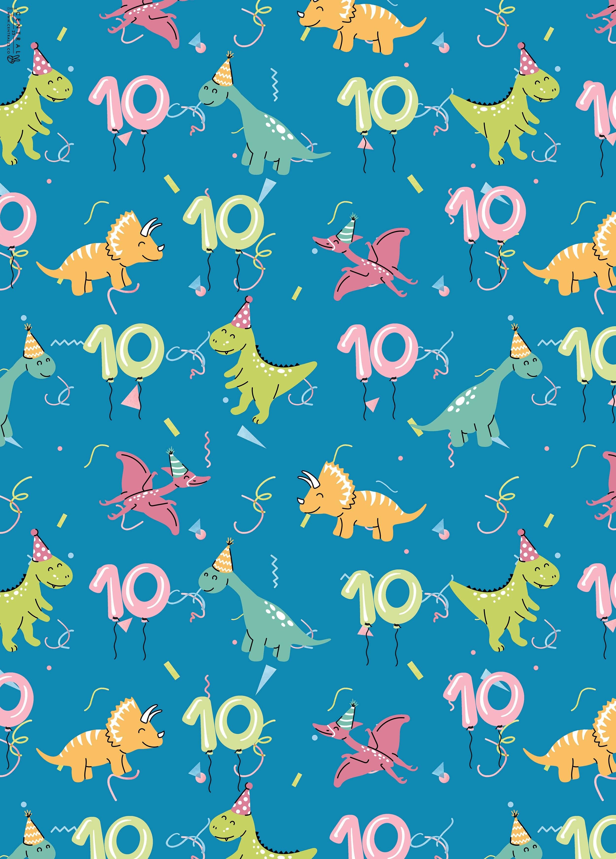 Carta da regalo per il decimo compleanno di dinosauri | Riciclabile, prodotto nel Regno Unito