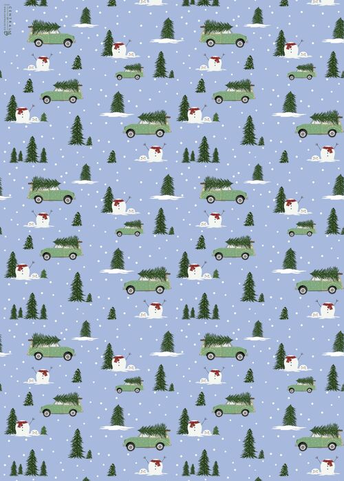 Morris Minor Snow Wrapping Paper | Recyclable, Made in UK