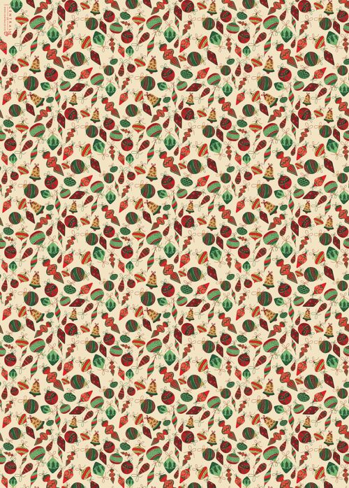 Traditional Baulbles Wrapping Paper | Recyclable, Made in UK