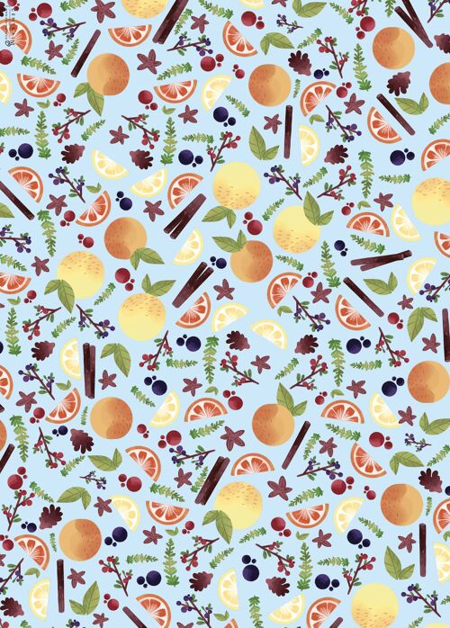 Citrus Christmas Wrapping Paper | Recyclable, Made in UK