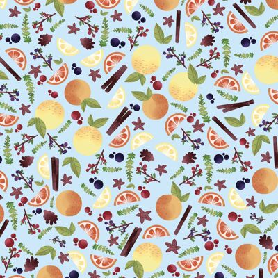 Citrus Christmas Wrapping Paper | Recyclable, Made in UK