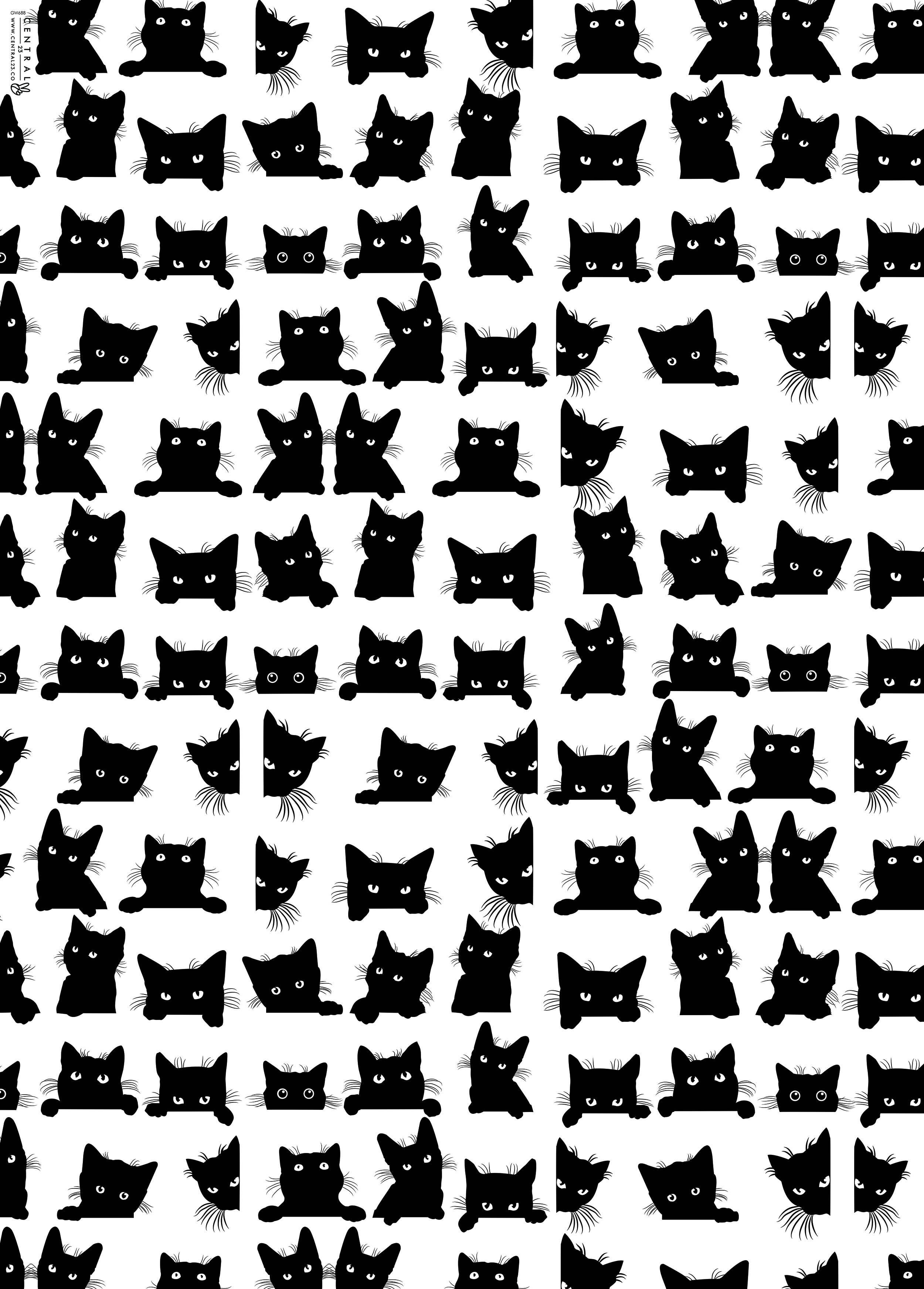 Geschenkpapier der schwarzen Katze Einpackpapier | Recycelbar, hergestellt in Großbritannien