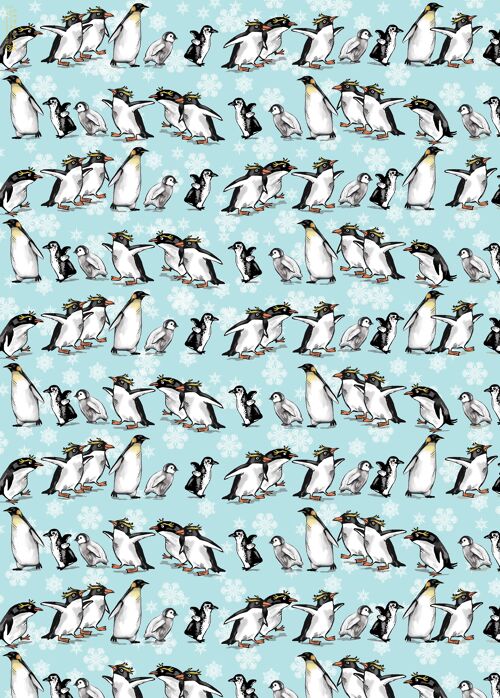 Penguins In Line Wrapping Paper | Recyclable, Made in UK
