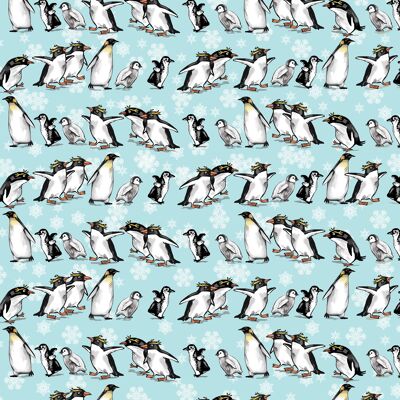 Penguins In Line Wrapping Paper | Recyclable, Made in UK