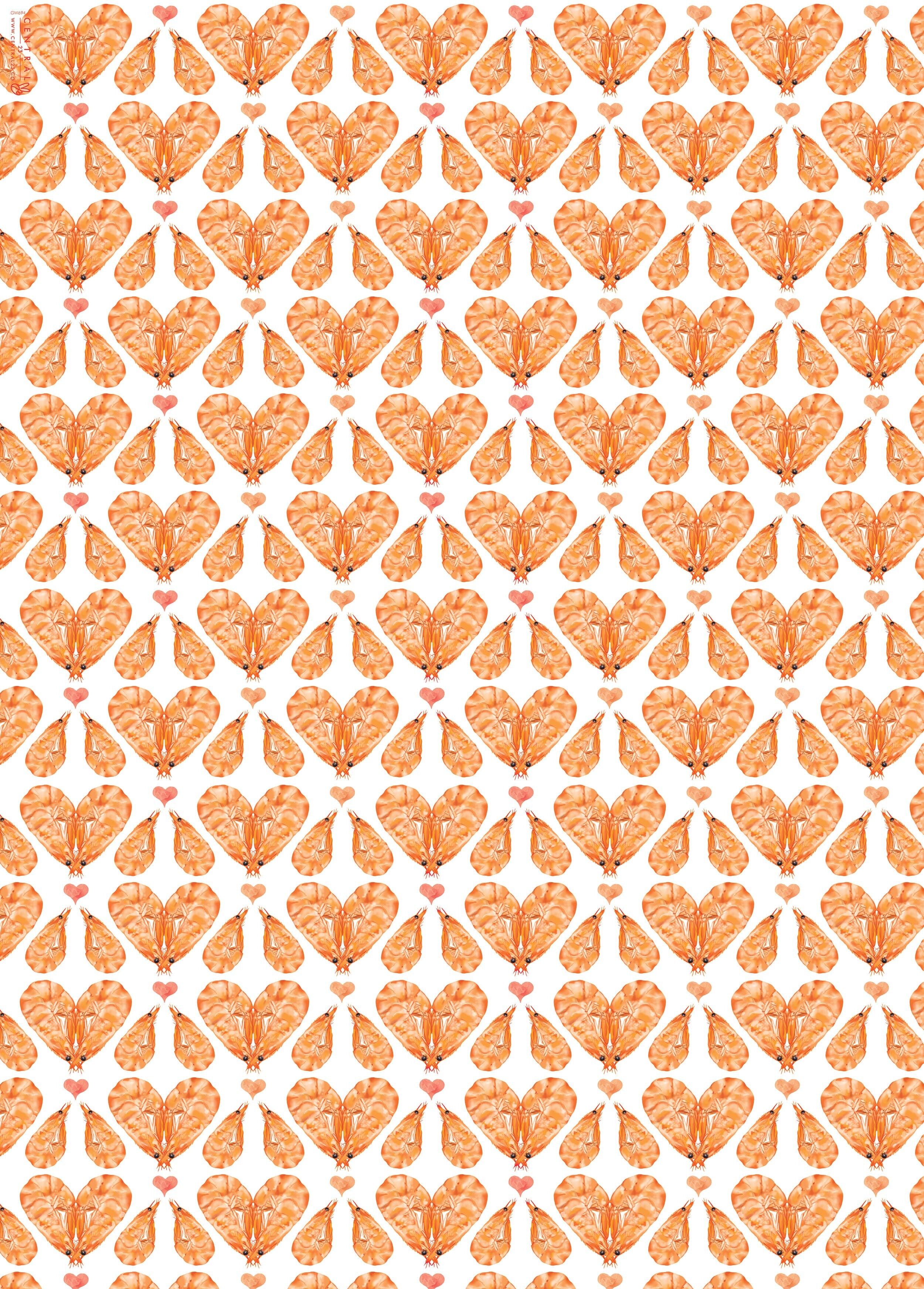 Heart Shrimps Wrapping Paper | Recyclable, Made in UK