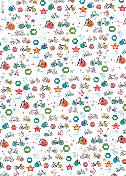 Bikes & Road Signs Wrapping Paper | Recyclable, Made in UK