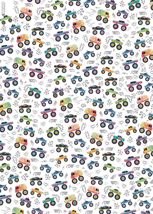 Monster Trucks Wrapping Paper | Recyclable, Made in UK