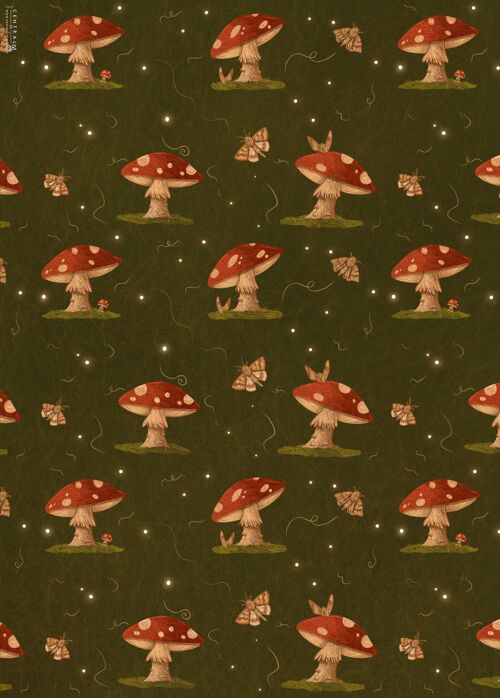 Mushroom & Moth Wrapping Paper | Recyclable, Made in UK