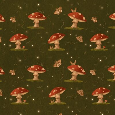 Mushroom & Moth Wrapping Paper | Recyclable, Made in UK