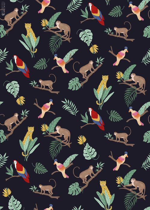 Jungle Cartoon Wrapping Paper | Recyclable, Made in UK