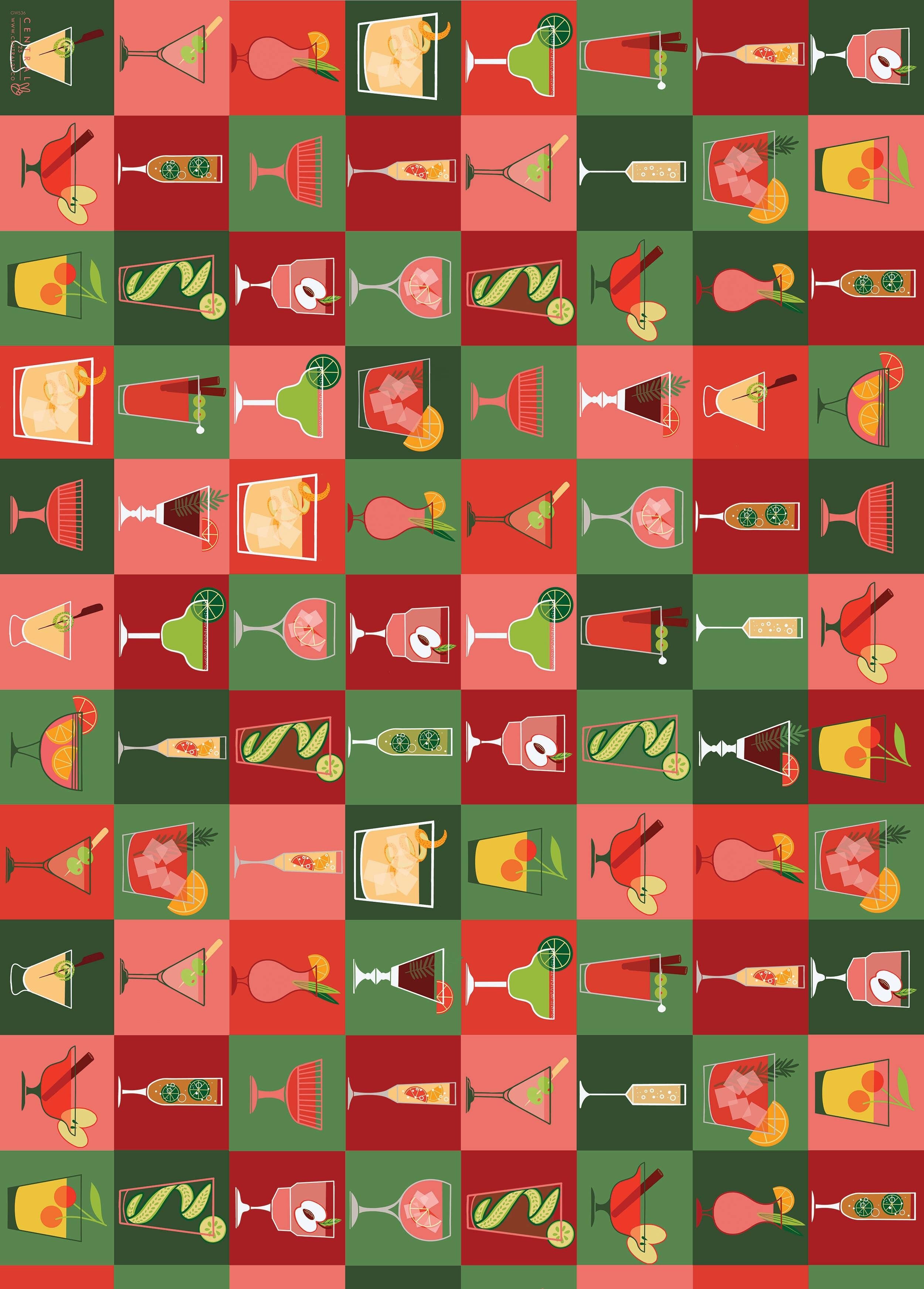 Christmas Cocktails Wrapping Paper | Recyclable, Made in UK