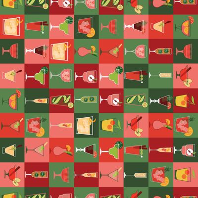 Christmas Cocktails Wrapping Paper | Recyclable, Made in UK