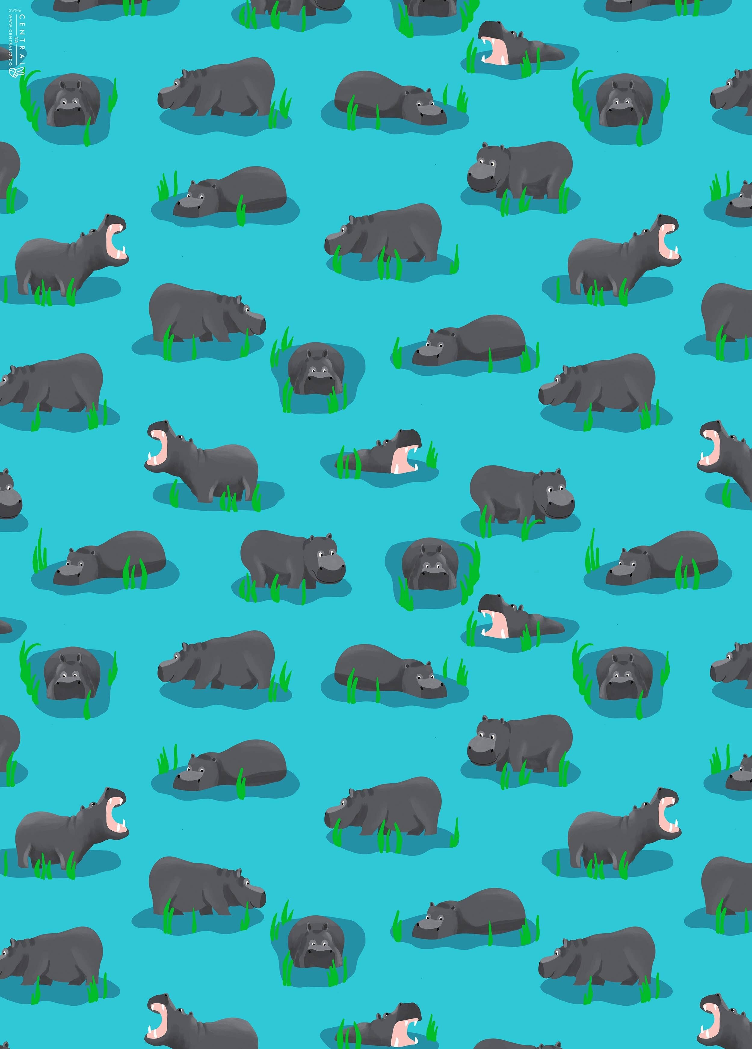 Carta da regalo ippopotami | Riciclabile, prodotto nel Regno Unito