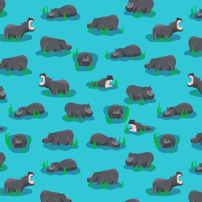 Hippos Wrapping Paper | Recyclable, Made in UK
