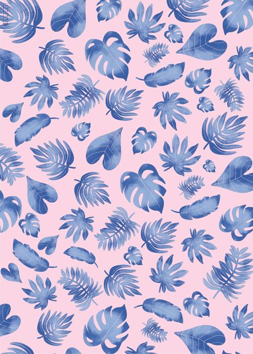 Blue Monstera Wrapping Paper | Recyclable, Made in UK
