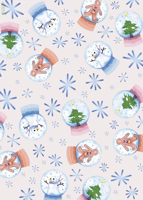 Snow Globes Wrapping Paper | Recyclable, Made in UK