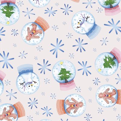 Snow Globes Wrapping Paper | Recyclable, Made in UK