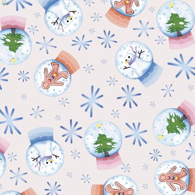 Snow Globes Wrapping Paper | Recyclable, Made in UK