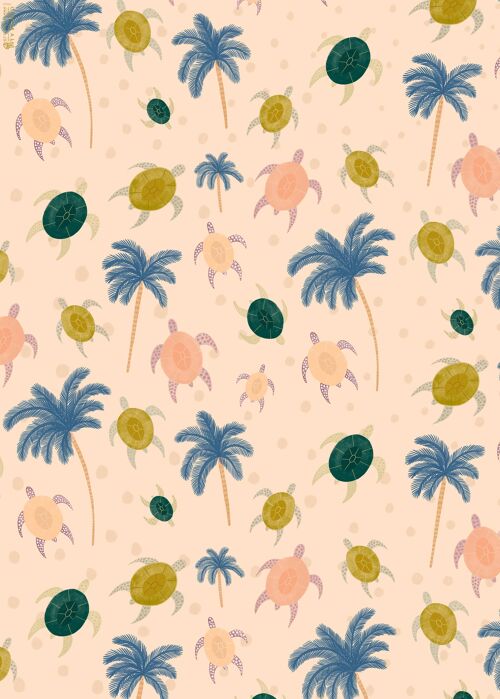 Turtles & Palms Wrapping Paper | Recyclable, Made in UK