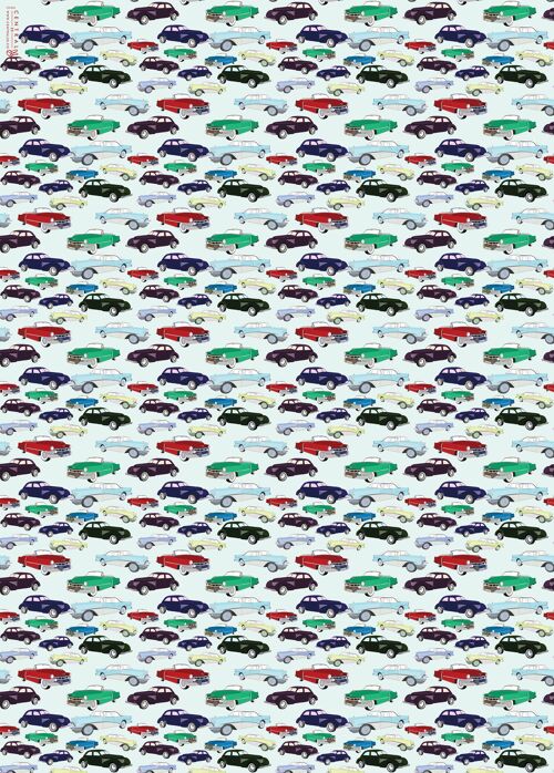 Vintage Cars Wrapping Paper | Recyclable, Made in UK