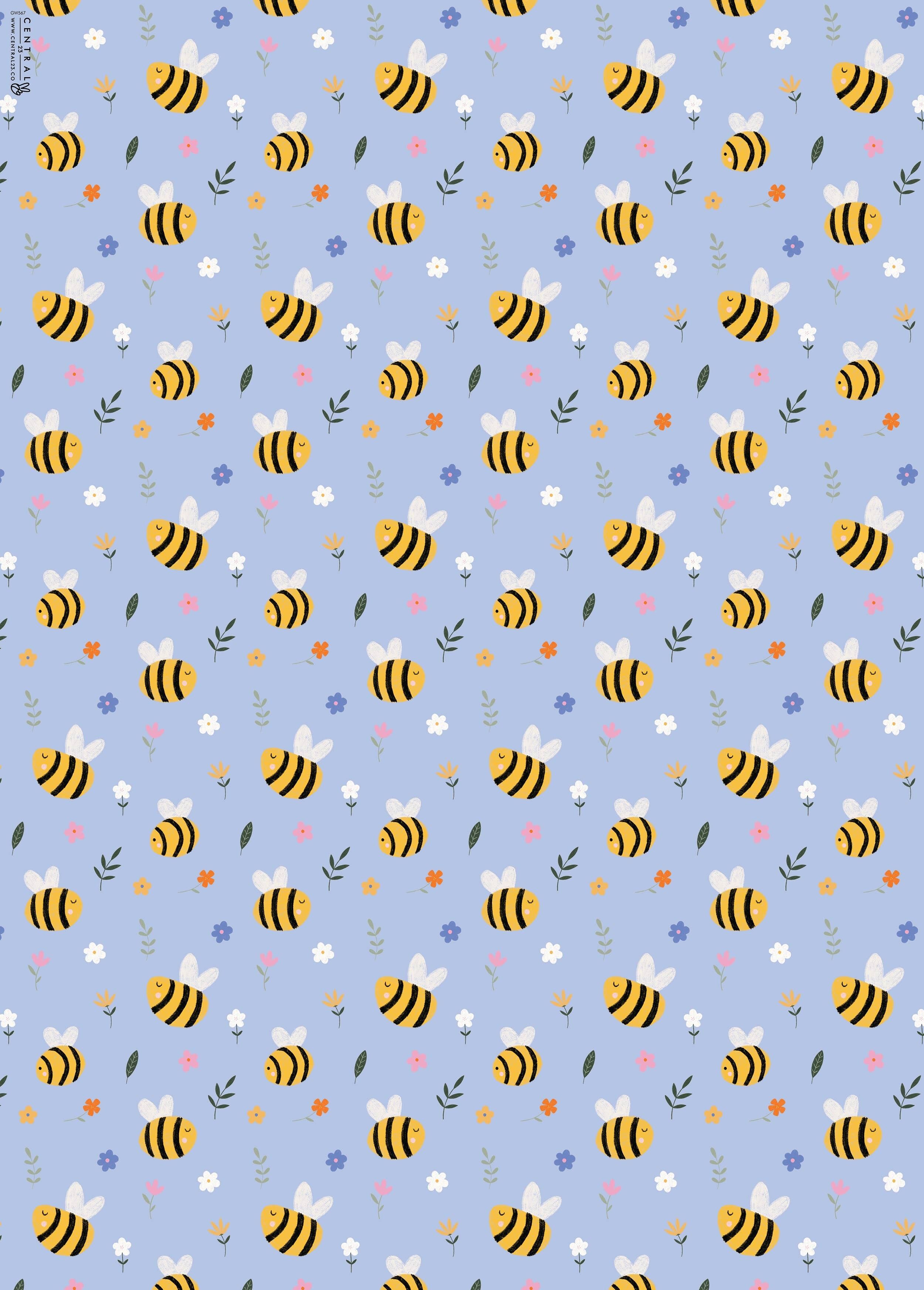 Carta da regalo api e fiori | Riciclabile, prodotto nel Regno Unito