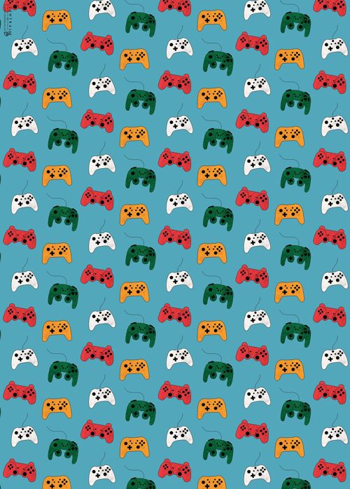 Gaming Controllers Wrapping Paper | Recyclable, Made in UK