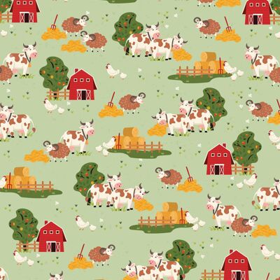 Cute Farmyard Wrapping Paper | Recyclable, Made in UK