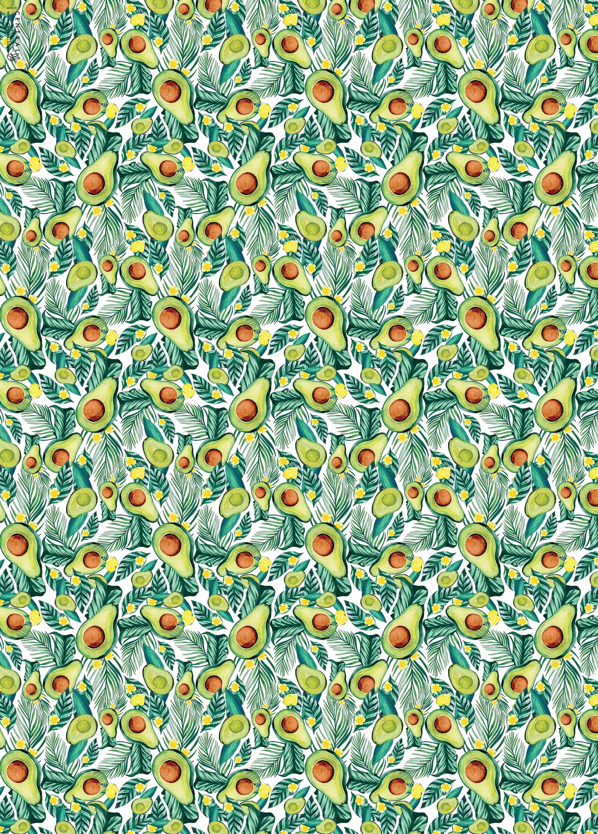 Avocado Pattern Wrapping Paper | Recyclable, Made in UK