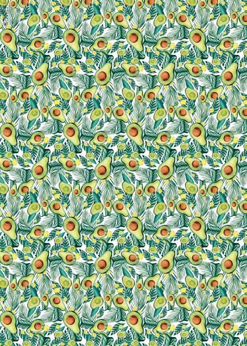 Avocado Pattern Wrapping Paper | Recyclable, Made in UK