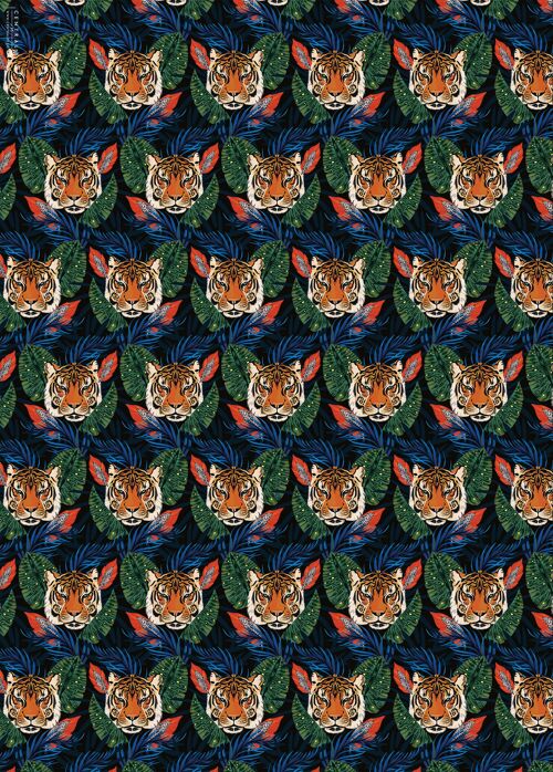 Botanical Tiger Wrapping Paper | Recyclable, Made in UK
