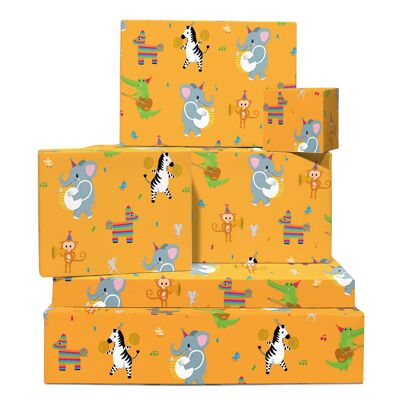 Papel de regalo de animales divertidos para fiestas | Reciclable, fabricado en el Reino Unido.