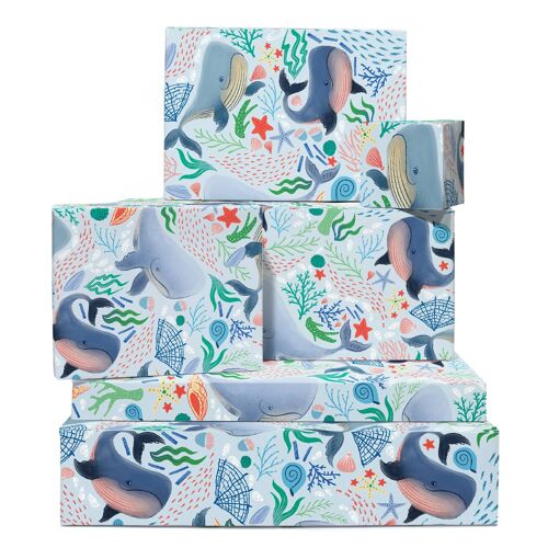 Watercolor Whale Wrapping Paper | Recyclable, Made in UK