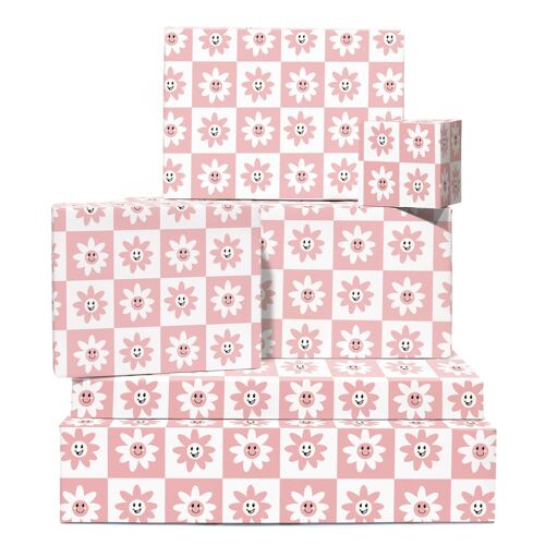 Daisy Check-board Wrapping Paper | Recyclable, Made in UK