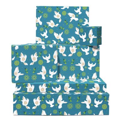 Papel de regalo de paloma festiva | Reciclable, fabricado en el Reino Unido.