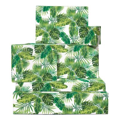 Papel de regalo de hojas tropicales | Reciclable, fabricado en el Reino Unido.