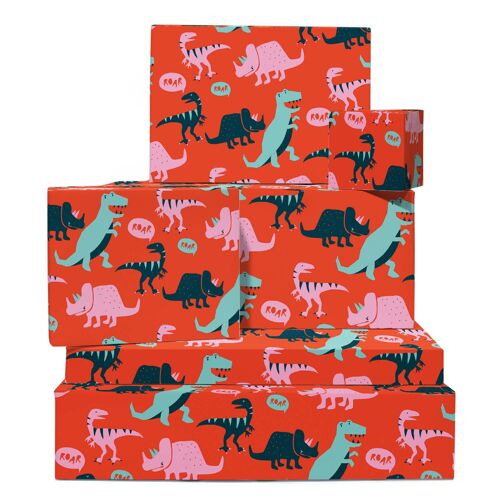 Cartoon Dinosaurs Wrapping Paper | Recyclable, Made in UK