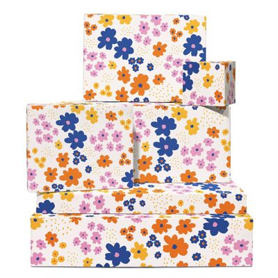 Grafisches Blumen-Geschenkpapier Einpackpapier | Recycelbar, hergestellt in Großbritannien