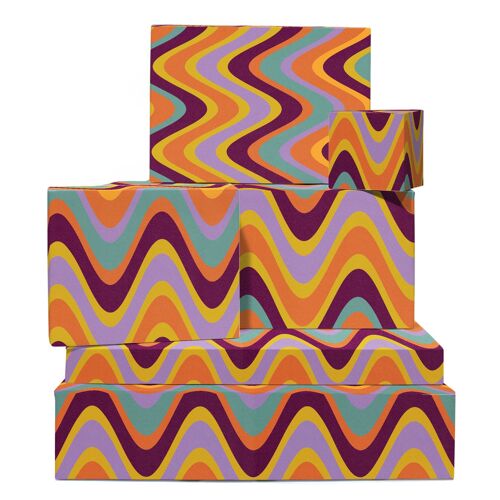 Retro Waves Wrapping Paper | Recyclable, Made in UK