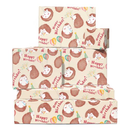 Birthday Hedgehog Wrapping Paper | Recyclable, Made in UK