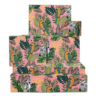 Zebra & Parrot Wrapping Paper | Recyclable, Made in UK
