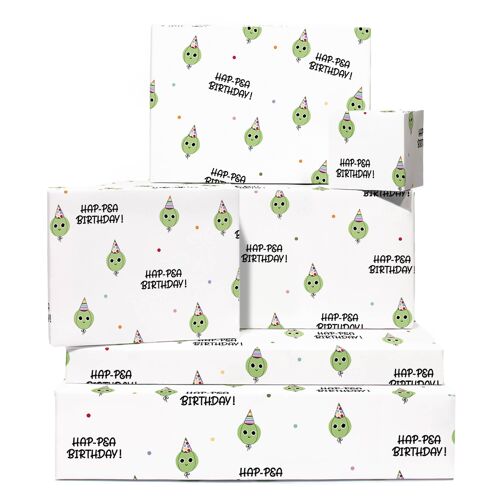 Hap-pea Birthday Wrapping Paper | Recyclable, Made in UK