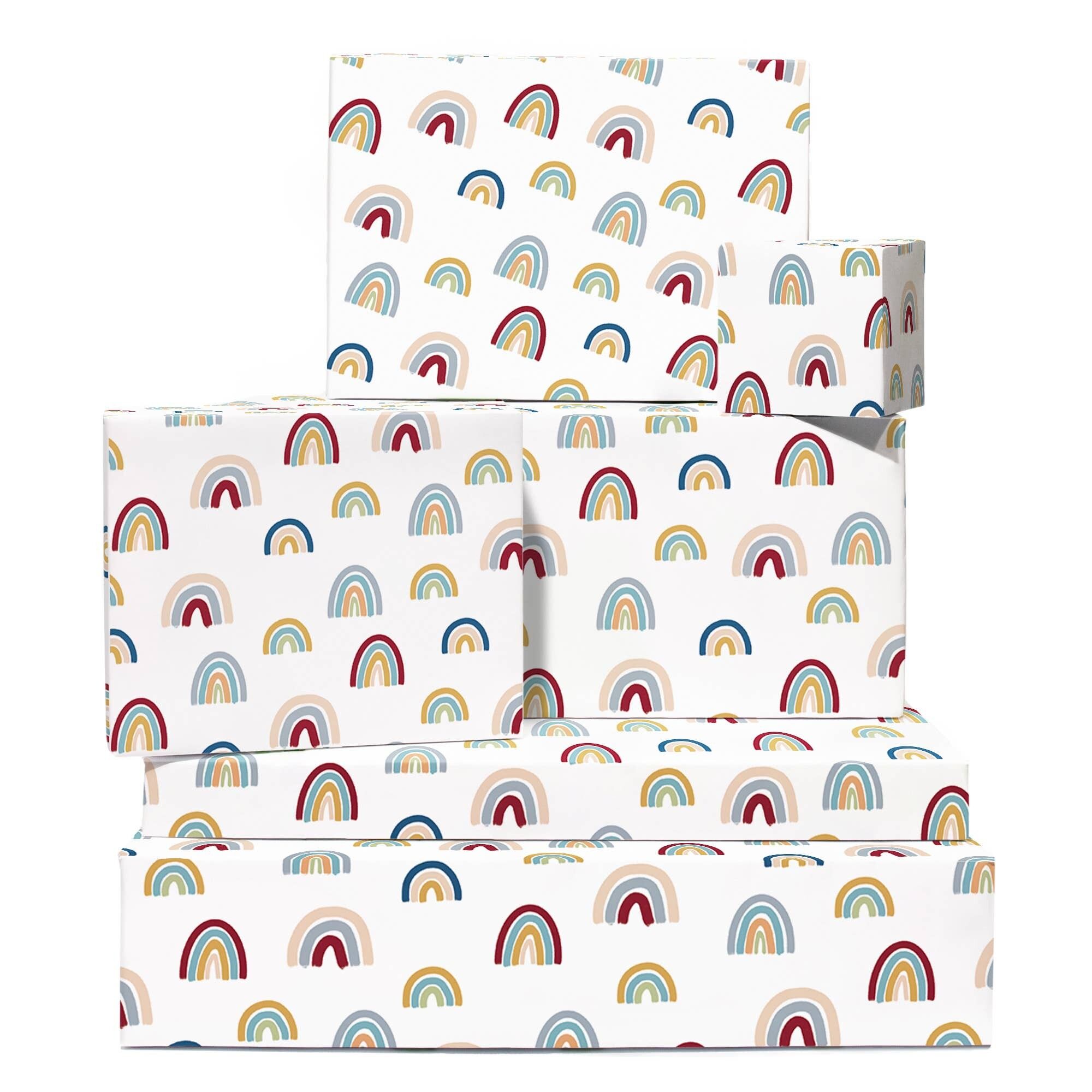 Papel de regalo de arcoíris neutros | Reciclable, fabricado en el Reino Unido.