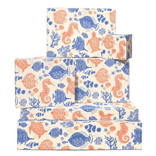 Abstract Sea Life Wrapping Paper | Recyclable, Made in UK